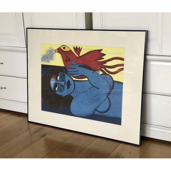 Corneille Zeefdruk ingelijst Corneille -  L'oisseau attentif