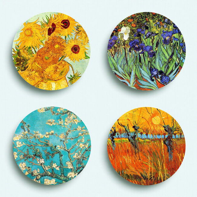 Vincent van Gogh Van Gogh onderzetters set van 4 in metalen houder