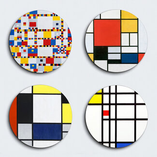 Piet Mondriaan Mondriaan onderzetters 4 stuks in geschenkverpakking