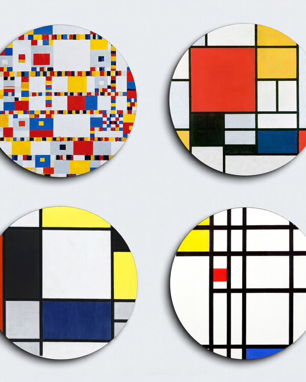 Piet Mondriaan Mondriaan onderzetters 4 stuks in geschenkverpakking
