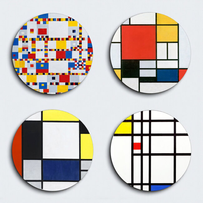 Piet Mondriaan Mondriaan onderzetters ( 4 stuks) in cadeauverpakking