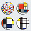 Piet Mondriaan Mondriaan onderzetters 4 stuks in geschenkverpakking