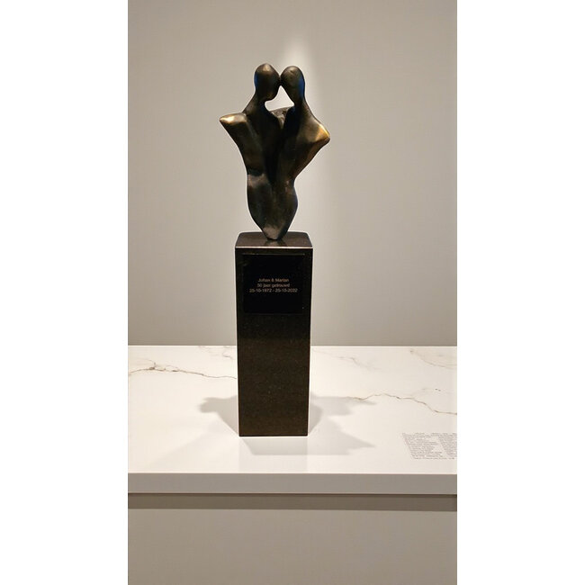 Corry Ammerlaan Fraai bronzen beeld ‘Met Elkaar de Schouders Eronder Zetten’ – Inclusief geschenkdoos & Gratis verzending