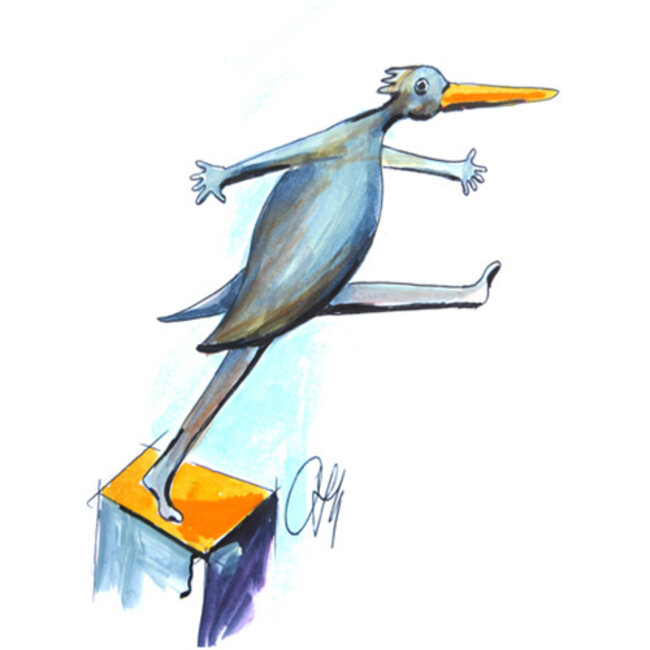 Corry Ammerlaan De gouden stap sculptuur van geheel brons