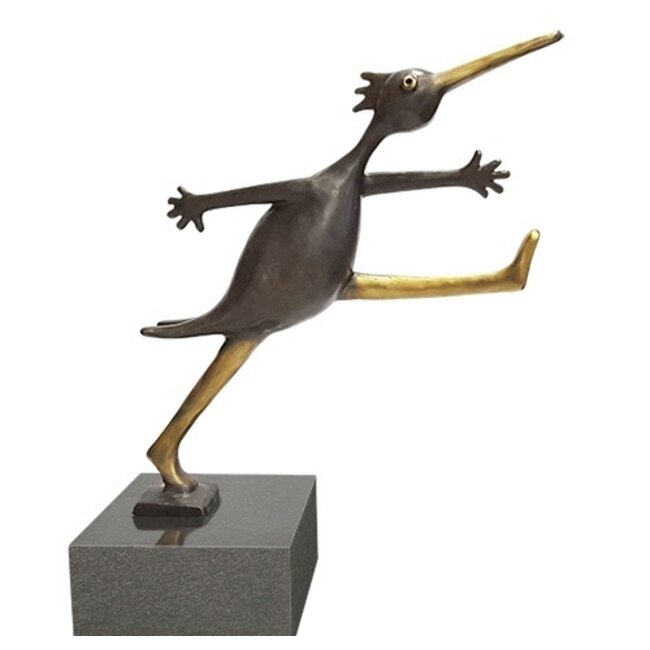 Corry Ammerlaan De gouden stap sculptuur van geheel brons