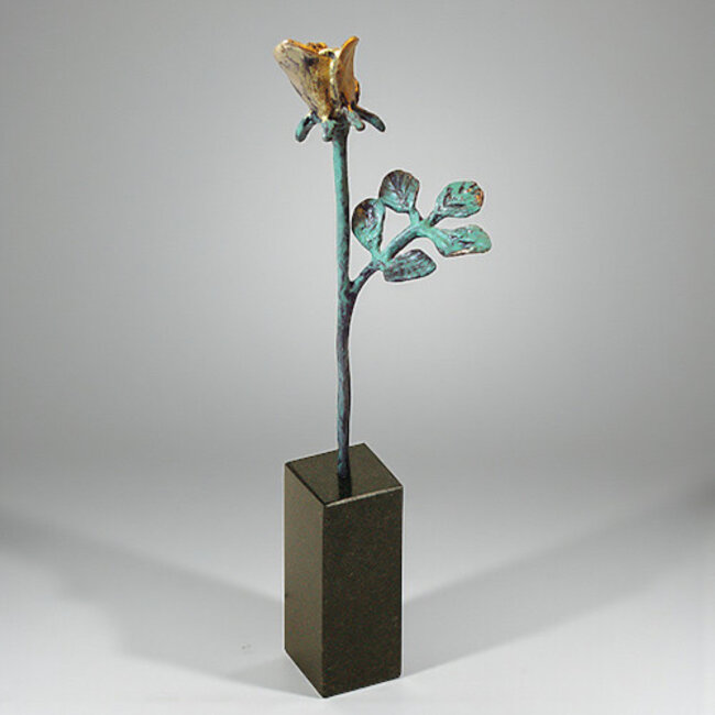 Corry Ammerlaan Gouden Roos 'Dank voor je Inzet' – Verbronsd beeldje in geschenkdoosje, 10 cm