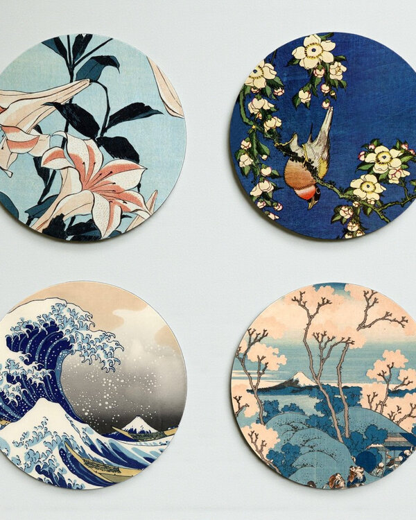 Katsushika Hokusai Onderzetters naar Hokusai 4 stuks (incl. verzending)