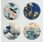 Hokusai onderzetters 4 stuks met houder