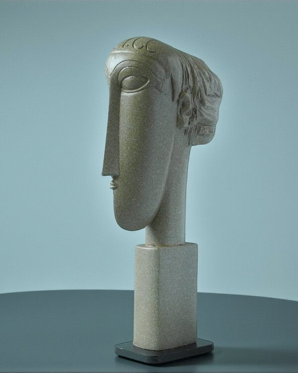 Amedeo Clemente Modigliani  Modigliani miniatuur beeldje Tête in geschenkverpakking