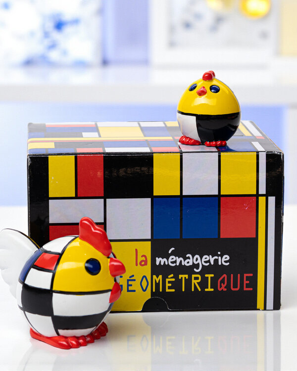 Piet Mondriaan Geschenkdoos Mondriaan - Kippen set van 2 dieren
