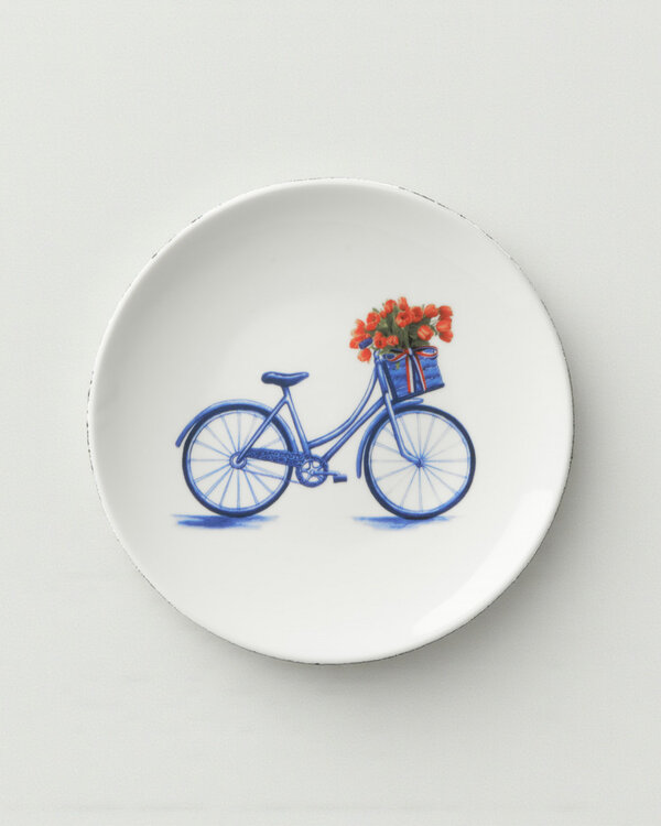 Keramiek Wandbord “Fiets met tulpen”