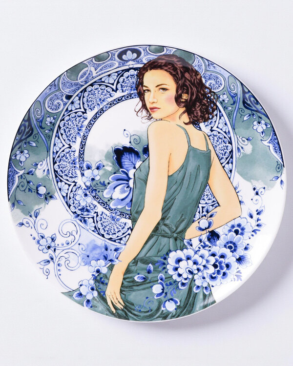 Wandbord 'Sarah' - Mucha stijl keramiek
