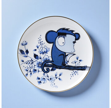 Loes van Delft Wandbord Loes van Delft - Aapie - Delfts Blauw
