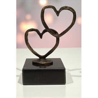 Ger van Tankeren Verbronsd beeld 2 hartjes 1 liefde (incl. verzenden)