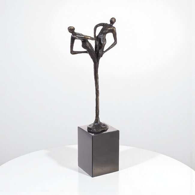 Ger van Tankeren Kunstzinnig wijnpakket met bronzen sculptuur 'Dank voor het vertrouwen'