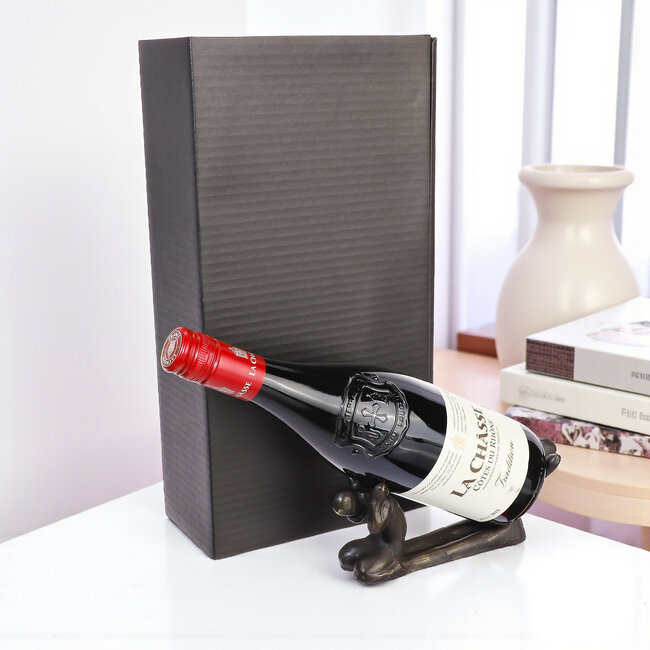 Wijnpakket - Vertrouwen schenken in de toekomst met fles wijn & beeldje