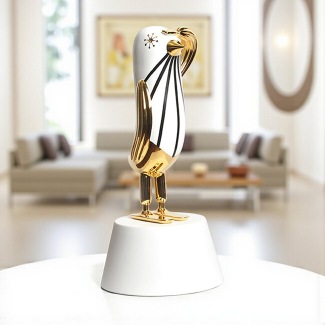 Keramiek Hopebird glossy gold - white