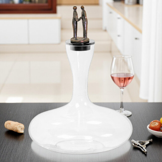 Corry Ammerlaan Karaf De Handdruk – Kristalglas met verbronsde stop