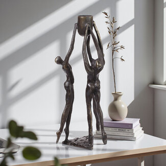 Elan – bronzen kandelaar met 3 figuren, 20 cm