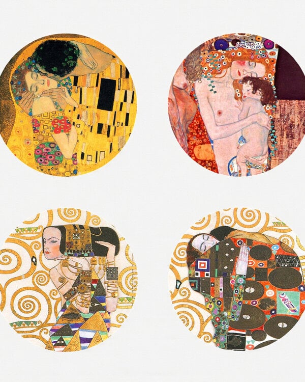 Gustav Klimt Klimt onderzetters geschenkverpakking 4 stuks in cadeauverpakking