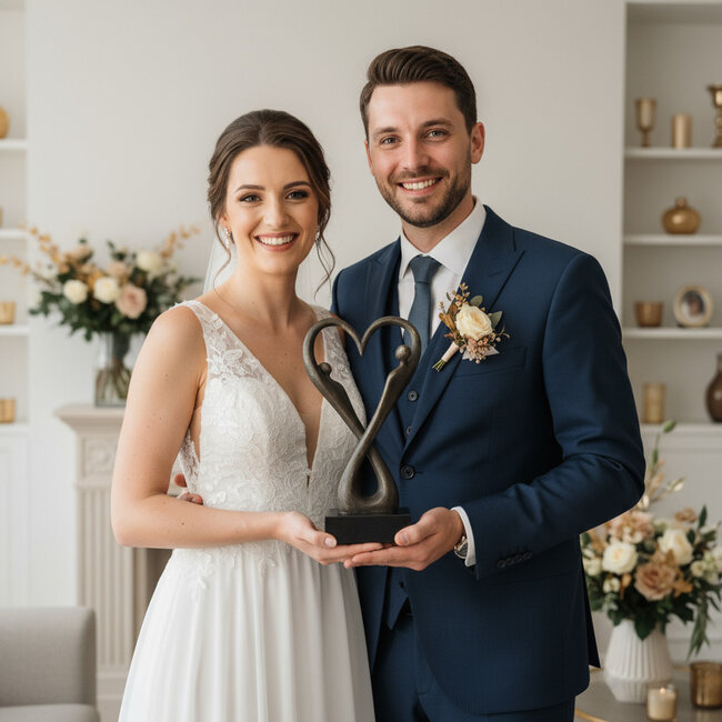 Bronzen liefdes beeld 'With Love'