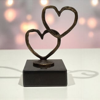 Ger van Tankeren Verbronsd beeld 2 hartjes 1 liefde (incl. verzenden)