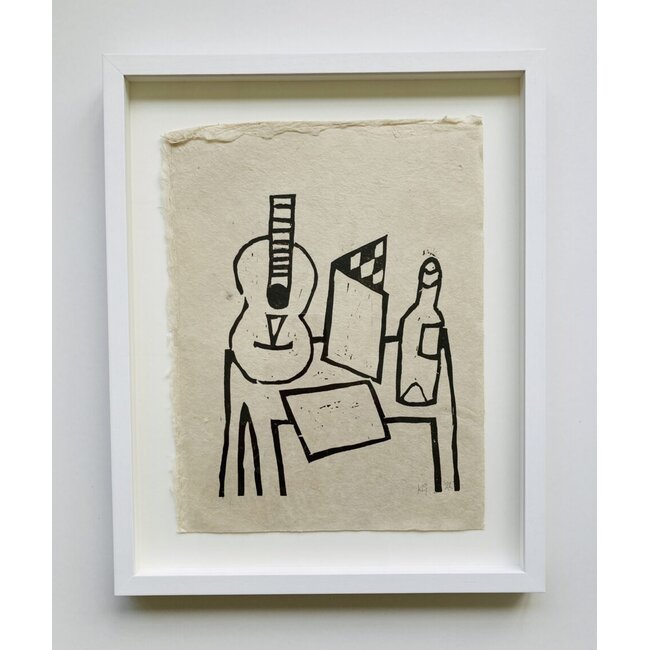 Klaas Gubbels Ingelijste houtdruk Klaas Gubbels stilleven