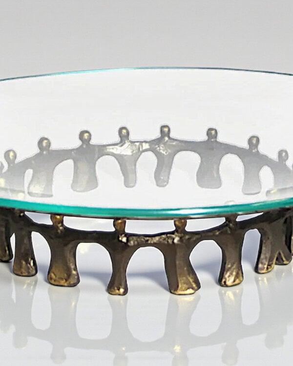 Corry Ammerlaan Schaal Together verbronsd met glas incl. geschenkverpakking