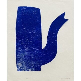 Klaas Gubbels Houtdruk Blauwe Kan van Klaas Gubbels nieuw ingelijst