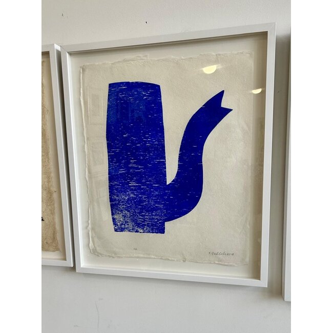 Klaas Gubbels Klaas Gubbels houtdruk blauwe kan