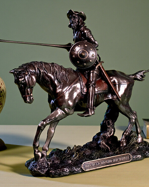 Don Quichot beeld 18.5 cm hoog bronskleur