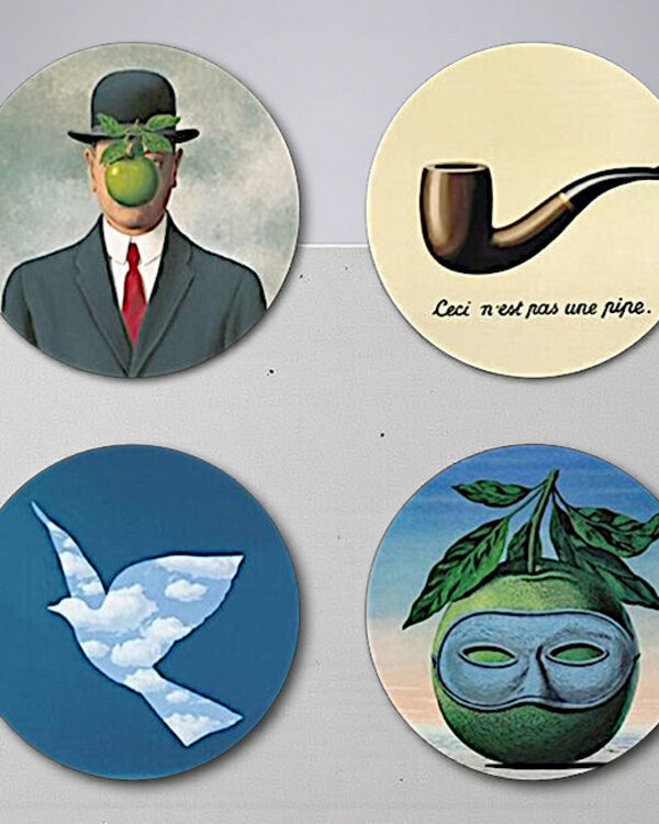 Onderzetters 4 stuks met houder naar Magritte