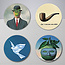 Onderzetters 4 stuks met houder naar Magritte