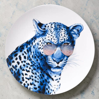 Van Heinen - Stoer luipaard met bril in Delfts blauw