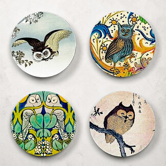 Uilen uit de oudheid  - 4 onderzetters