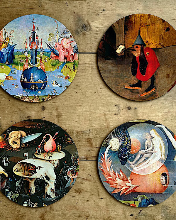 Jheronimus Bosch Jeroen Bosch - Onderzetters 4 stuks met metalenhouder