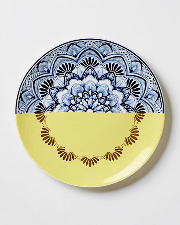 Wandbord Mandala Geel – Keramiek van Heinen