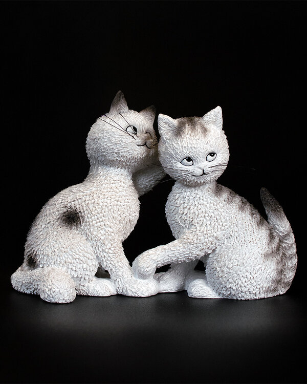Albert Dubout Les Confidences: Twee speelse witte katjes
