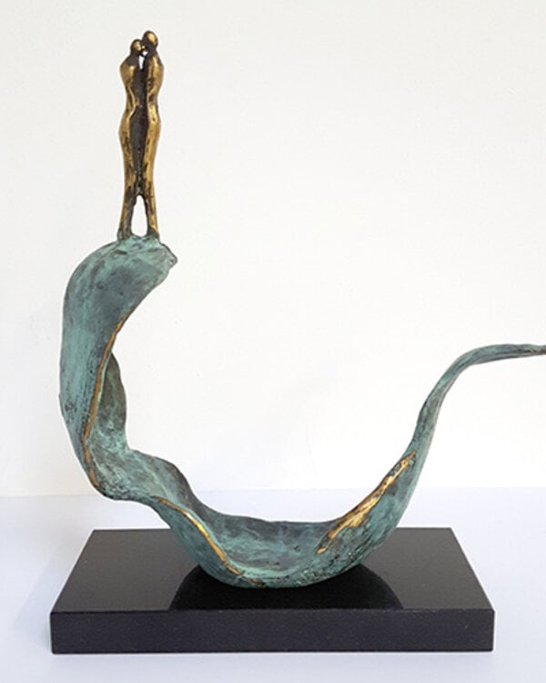 Corry Ammerlaan Bronzen beeld samen op de voorste golf (incl. geschenkdoos & verzending)