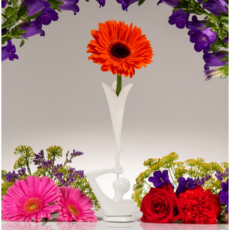 de Loftrompet met bloem beeld wit