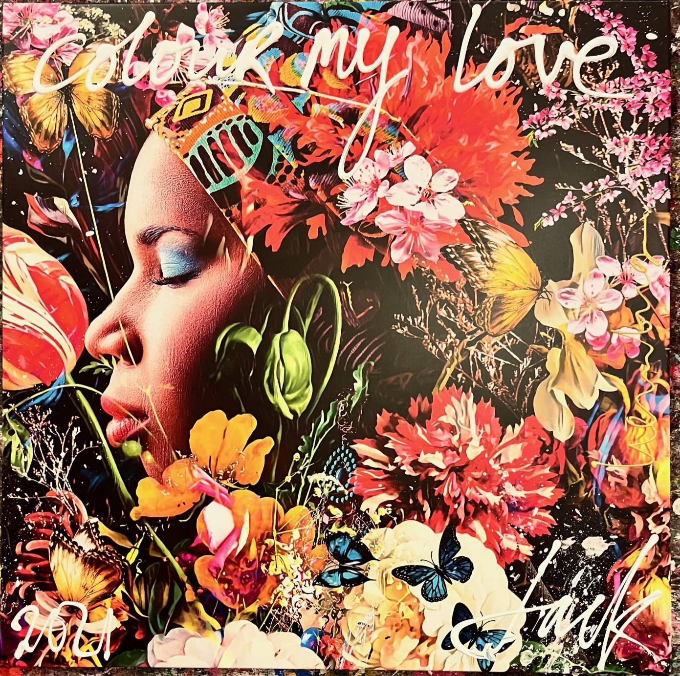 NIEUW IN DE COLLECTIE;  SCHILDERIJ 100 X 100 CM COLOUR MY LOVE 