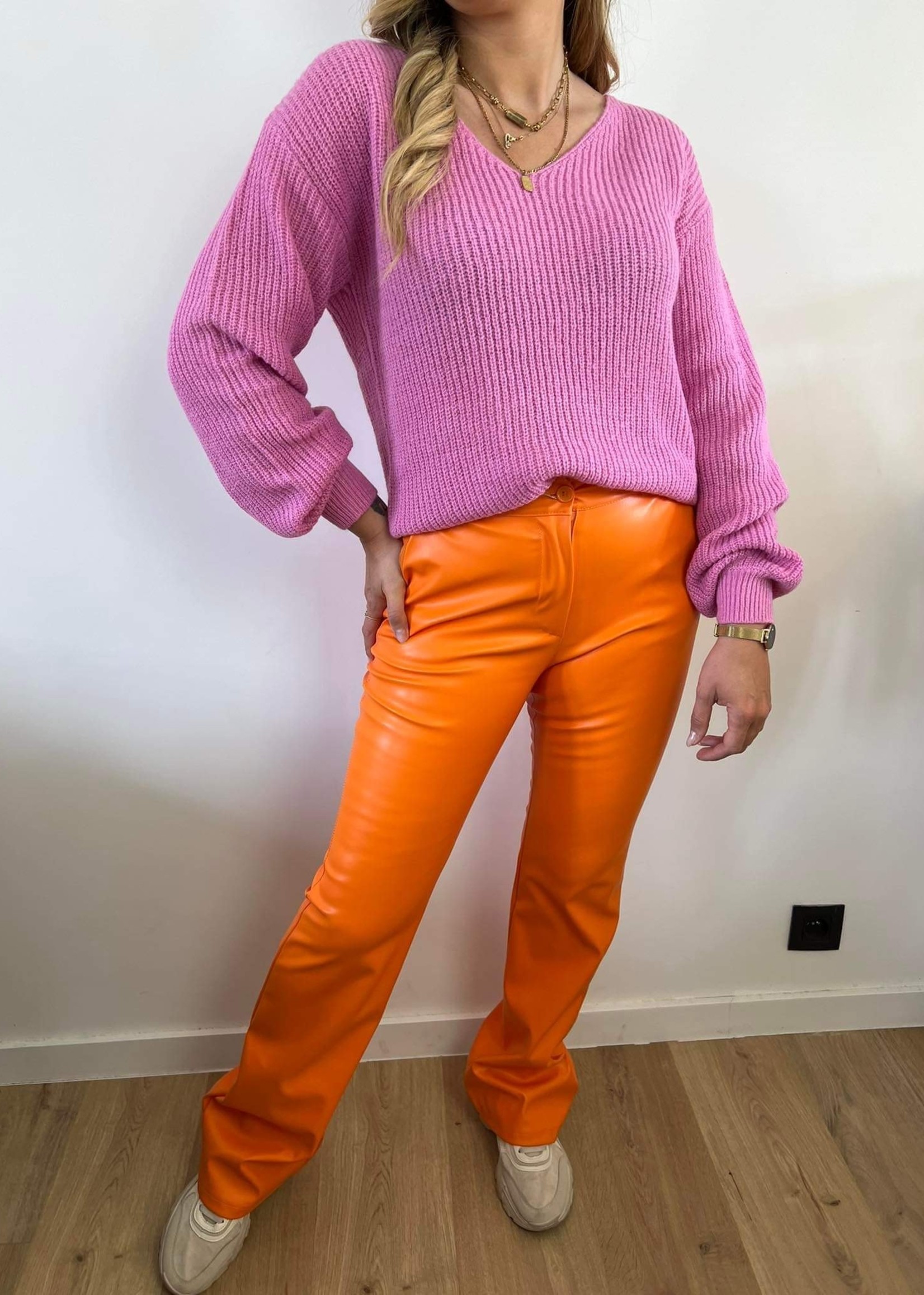 Pu leather pants Nadin orange