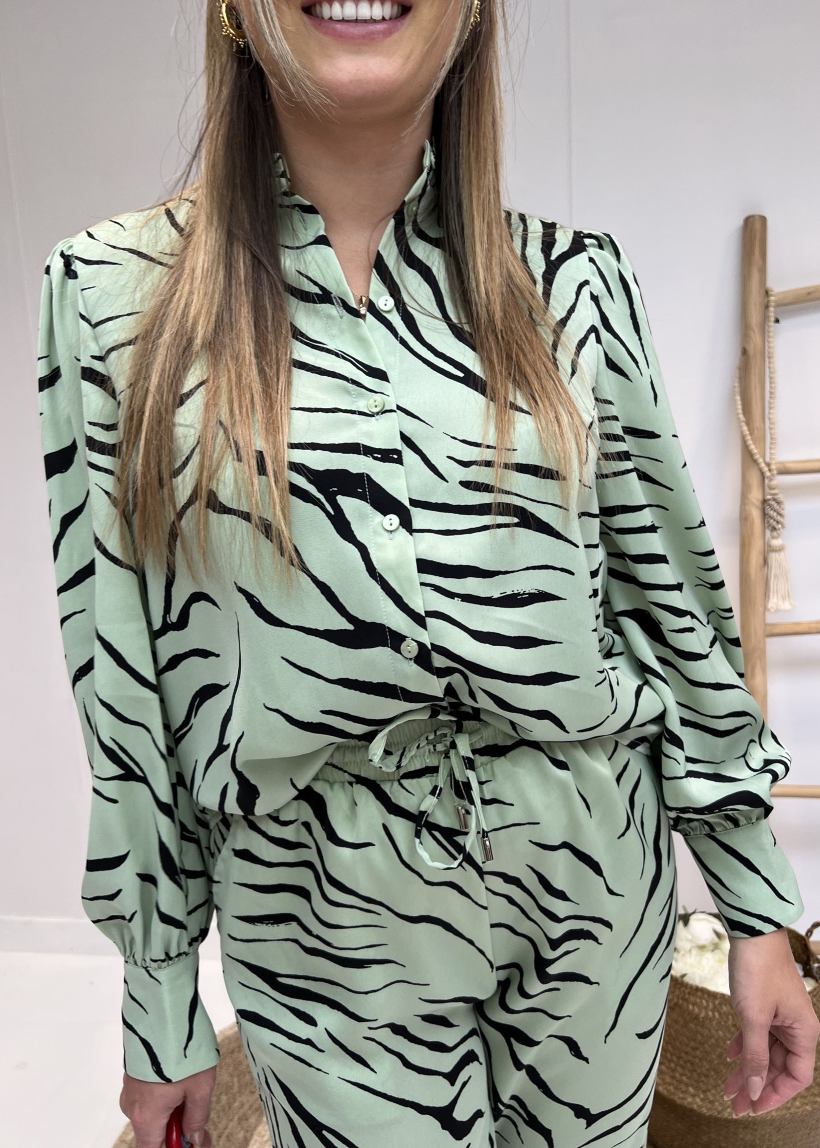 Alexia blouse green zebra