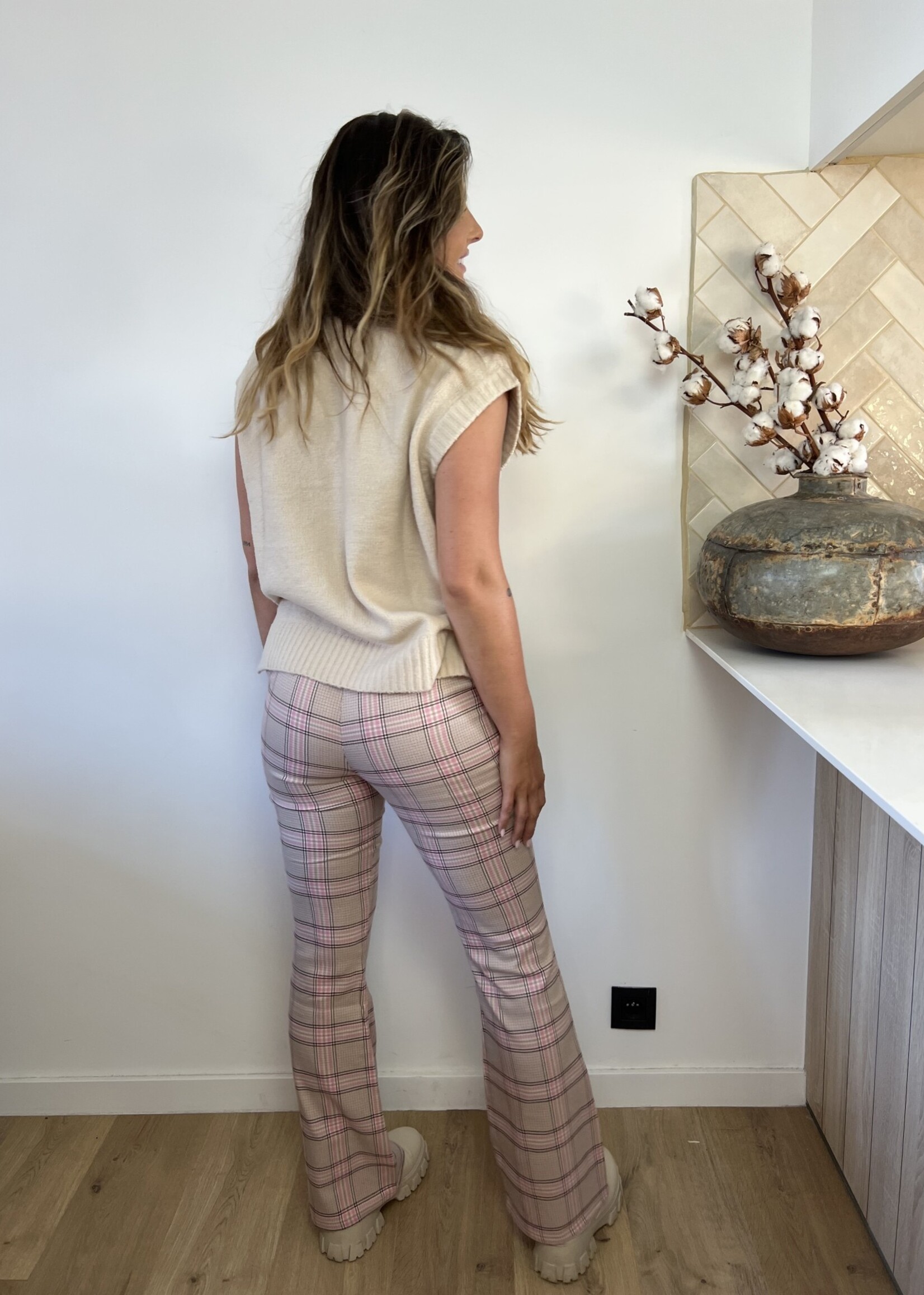 Lindy check pant pink