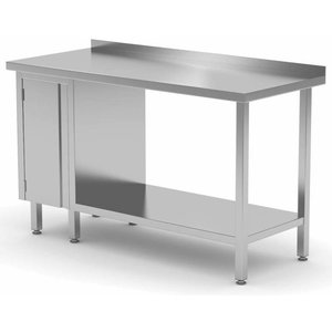 XXLselect Stół przyścienny z szafką z drzwiami na zawiasach i półką | szer:800-1900mm | gł:700mm XXLselect Stół przyścienny z szafką z drzwiami na zawiasach i półką | szer:800-1900mm | gł:700mm