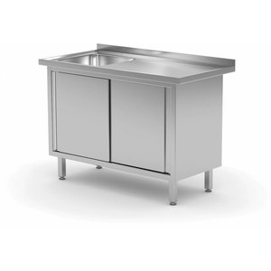 XXLselect Table with sink, cupboard with sliding doors 400x400x (H) 250mm | width: 800-1900mm | D: 700mm XXLselect Table with sink, cupboard with sliding doors 400x400x (H) 250mm | width: 800-1900mm | D: 700mm