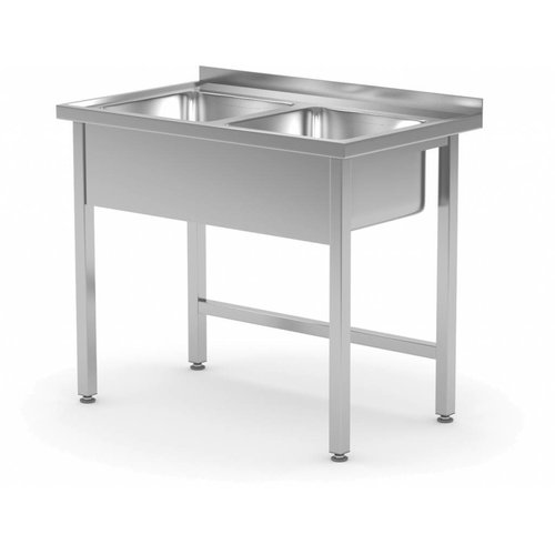 XXLselect Tabelle mit zwei Waschbecken ohne Regale | 400x400x Kammer (H) 250mm | 1000x600x (H) 850mm
