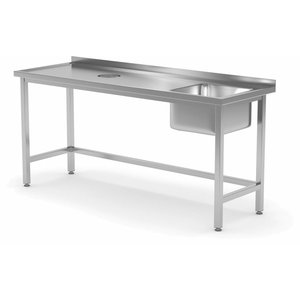 XXLselect Stół ze zlewem i otworem na odpadki | komora 400x400x(H)250mm po prawej | szer: 1000 - 1900mm | gł: 600mm XXLselect Stół ze zlewem i otworem na odpadki | komora 400x400x(H)250mm po prawej | szer: 1000 - 1900mm | gł: 600mm