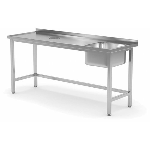 XXLselect Eine Tabelle mit einem Waschbecken und die Öffnung für die Garbage | 400x400x Kammer (H) von 250 mm nach rechts | W: 1000 - 1900mm | D: 600mm