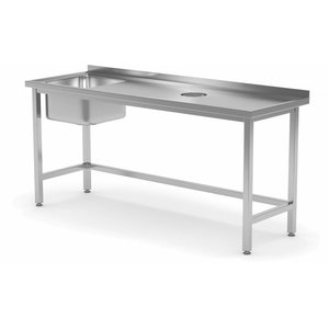 XXLselect Eine Tabelle mit einem Waschbecken und die Öffnung für die Garbage | 400x400x Kammer (H) von 250 mm links | W: 1000 - 1900mm | D: 700mm